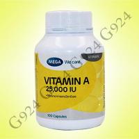 ราคา ⑨②④ Mega Vitamin A 25000IU บรรจุ 100 แคปซูล เมก้า วีแคร์ วิตามินเอ ⑨②④ (13954158015)