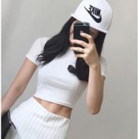 ราคา ถูกมาก เสื้อครอป เสื้อครอปคอเต่าแขนสั้น เสื้อยืดครอปคอกลม เสื้อครอปเอวลอย ครอปเอวลอย (2272709562)