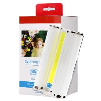 ราคา ตลับหมึก 3 สี และชุดกระดาษ 4x6 นิ้ว 100x148 มม สําหรับเครื่องพิมพ์รูปภาพไร้สาย Canon Selphy CP1300 CP1200 CP910 CP900 CP780 CP770 CP760 Canon KP 108IN KP108 108 แผ่น (13160296141)
