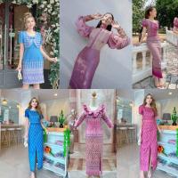 ราคา ชุดผ้าไทย เดรสผ้าไทย ชุดทำบุญ เดรสทำบุญ ชุดลายไทย เดรสลายไทย เดรสครู ชุดครู ชุดไทยประยุกต์ ชุดงานบุญ เดรสทำงาน ชุดทำงาน (7974823351)