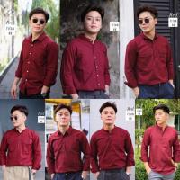 ราคา เสื้อเชิ้ตผู้ชายสีแดงเลือดหมู ผ้าOxford มีหลายแบบให้เลือก คอจีน คอปก คอผ่า คอปกกระเป๋าคู่ คอจีนเป๋าคู่ แขนยาว (7579140985)