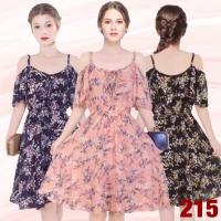 ราคา เดรสสั้นสายเดี่ยวลายดอก ผ้าสปันใส่นิ่มใส่สบาย เอวยืดจั้ม (6004400535)