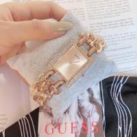 ราคา นาฬิกาข้อมือผู้หญิงGuess สี่เหลี่ยมสายโซ่ล้อมเพชร (12342442629)