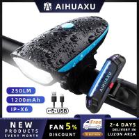 ราคา COD AIHUAXU ไฟจักรยาน ไฟท้ายจักรยาน กันน้ำ ไฟฉายจักรยาน ไซเรนเสียงดัง 3 โหมดแสงสว่าง ไฟจักรยานแบบมีแตร ชาร์จ USB ได (6361491940)