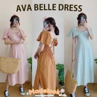 ราคา เดรสผ้าฝ้ายตัวยาวแขนกระดิ่งผ่าข้าง ชุดใส่ไปทะเล ชุดใส่ไปคาเฟ่ AVAแขนกระดิ่ง (14088136049)