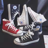 ราคา ใหม่ ปี2022รองเท้าผ้าใบหุ้มข้อหญิง ชาย รองเท้าแฟชั่น รองเท้าคู่ ผ้าใบคู่รัก รองเท้าเสริมส้น สไตล์เกาหลี รองเท้าสวมสบาย (8032870252)