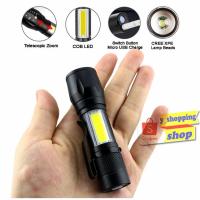 ราคา 530 Portable Flashlights Miniไฟฉายสว่างมาก CREE LED XPE COB 2in1 600mah usb charge 3mode ซูมได้ (920766072)