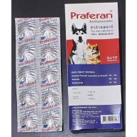 ราคา Praferan บรรจุ 1 แผง 10เม็ด หมดอายุ 04 24 พราฟีแรน ชนิดเม็ด ถ่ายพยาธิ สำหรับสุนัขและแมว (10532205342)