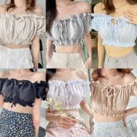 ราคา เหลือ200 Code WNYFVG Salvia Crop เสื้อครอปเปิดไหล่ เสื้อปาดไหล่รับซัมเมอร์มากค่า เสื้อครอป เสื้อเปิดไหล่ (19800548781)