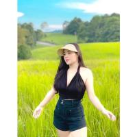 ราคา เสื้อสาวอวบ คล้องคอ ผ้าเรย่อน โชว์หลัง เซ็กซี่ (8867297069)