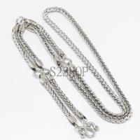 ราคา s2shop สร้อยคอสแตนเลสแท้ สร้อยคอพระ ลายเปีย ห้อยพระได้ 7 องค์ ความกว้าง 5 มม No 5231 (4902934814)