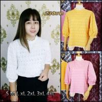 ราคา s 4xL เสื้อลูกไม้ปักลายสีขาว เสื้อปักลาย เสื้อสีเหลือง เสื้อสีชมพู (17646598988)