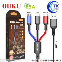 ราคา OUKU X8 5A ชาร์จเร็ว DATA CABLE สายถัก3 ใน 1สายชาร์จโทรศัพท์มือถือ สายถัก ใช้ได้ 3 หัว สำหรับ for L Micro USB Type C (2915253626)