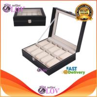 ราคา LOV กล่องนาฬิกา กล่องเก็บนาฬิกาข้อมือ กล่องใส่นาฬิกา 10 เรือน ฝากระจก กล่องใส่เครื่องประดับ Leather Watch Box Black (6614546992)