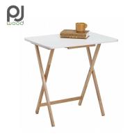 ราคา PJ Wood โต๊ะทำงานไม้ พับได้ สีทูโทน ขาว ธรรมชาติ ไม้ยางพารา 100 45 7x66x66 CM โต๊ะไม้ โต๊ะพับได้ Folding Tray Table (1764839590)