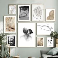 ราคา Nordic Vintage Posters and Prints Banana Leaf Plant Kiss Abstract Line Wall Art Canvas Painting Wall Pictures for Living Room (11418701242)