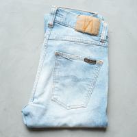 ราคา DEFECT Lean Dean Faded Meadow ยีนส์ฟอกทรงกระบอกเล็กกึ่งเดฟ Nudie ของแท้ 100 (3061584784)