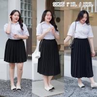 ราคา กระโปรงพลีทนักศึกษา พลีทไซต์ใหญ่ พลีทจีบเล็ก ทวิต XL XXL เอว 28 47 พลีทพลัสไซต์ (21625508928)