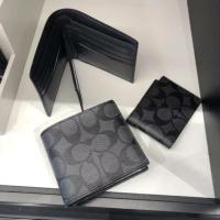 ราคา พร้อมส่ง แท้ New Coach กระเป๋าสตางค์ ผู้ชาย COMPACT ID WALLET IN SIGNATURE COACH F74993 (1518025945)