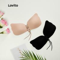 ราคา Lovito บราปีกนก เเบบเชือกรูด สีพื้น L13X108 สีดำ เนื้อ (15646896016)