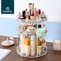 ราคา HomeHuk ชั้นวางเครื่องสำอางค์ ทรงกลม ฐานหมุนได้ 360 องศา ปรับความสูงแต่ละชั้นได้ กล่องเครื่องสําอางค์ วางเครื่องสําอาง ที่ใส่เครื่องสําอางค์ ชั้นวางเครื่องประดับ Round Transparent PP Rotating Makeup O