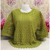 ราคา เสื้อลูกไม้ อก50 52 เสื้อลูกไม้สาวอวบ เสื้อแขนสามส่วน เสื้อผ้าสาวอวบ รุ่น5205ดอกกลีบ ลายVSS (9718563046)