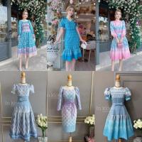 ราคา เดรสสีฟ้า เดรสผ้าไทย เดรสลายไทย เดรสครู ชุดไทย ชุดผ้าไทย เดรสทำบุญ ชุดทำบุญ เดรสทำงาน ชุดทำงาน เดรสงานป้าย Love lady (21531821747)