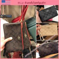ราคา ตัวแทนซื้อ US แท้ 100 coach กระเป๋าสตางค์ใบยาวซิปคู่ กระเป๋าสตางค์คล้องมือ กระเป๋าคล้องมือ 2ซิป กระเป๋าใส่เหรียญ S (19038914000)