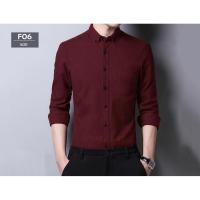 ราคา เสื้อเชิ้ตผู้ชายสีแดงเลือดหมู ผ้า Oxford ทรงเข้ารูป (783494318)