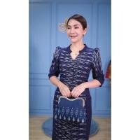 ราคา เดรสผ้าฝ้ายครามทอมือ (23702187032)