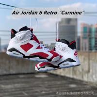 ราคา ✧▬❐IjYG Nike Air Jordan 6 Retro " Carmine " รองเท้าผ้าใบผู้ชายระดับสูงสีแดงสีขาวรองเท้าลำลองกลางแจ้ง (12292866472)
