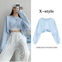 ราคา 【X-style】เสื้อครอปแขนยาวทรงหลวมสไตล์เกาหลี，เสื้อแขนยาว (12396601936)