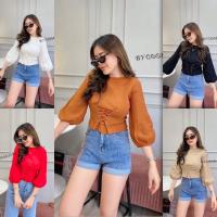 ราคา เสื้อไหมพรมแขนยาวผูกเอว (20847073097)