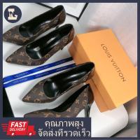 ราคา ◕⊙LOUIS VUITTON คลาสสิกของรองเท้าส้นสูงดอกไม้สัญลักษณ์รองเท้าผู้หญิงรองเท้าเกาหลี (22223749053)