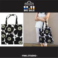 ราคา (พร้อมส่ง ) Marimekko tote bag ดอกสีดำ ของแท้ 100% มีป้ายแท็ก (6056477145)