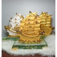 ราคา เรือสำเภา หัวมังกร เรือมังกร ทรายทอง/ทองเงา/ขาว สูง 5.5 นิ้ว เรซิ่น การค้าขายรุ่งเรือง เสริมการค้า ของมงคลเสริมฮวงจุ้ย (4974904473)