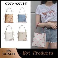 ราคา 【Ship from VN】coach แท้ 100% Bucket Bag กระเป๋าสะพายข้างผู้หญิง กระเป๋าสะพายข้างหนังPU กระเป๋าถังผู้หญิง 8.5 นิ้ว CA582 (17081363748)