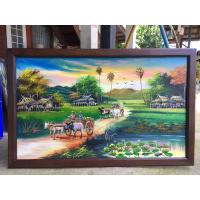 ราคา ภาพวาดวิถีชีวิตชนบทวัวล้อ พร้อมกรอบไม้ ขนาด 69x109 cm. (4443591890)