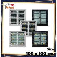 ราคา หน้าต่างบานเลื่อนอลูมิเนียม 2 ช่องพร้อมเหล็กดัด(#สีอบ Powder Coat#)100x100 cm/มุ้งคราดเส้นทุกสี/ถูกที่สุด ส่งไว ส่งเร็ว (17850278886)