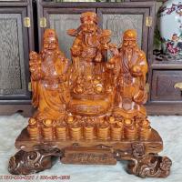 ราคา (ขายดีที่สุด) ชุดฮกลกซิ่ว ฐานเดียวกัน กระถางทอง งานเรซิ่นสีไม้ เกรดA สูง 12 นิ้ว (5134884199)