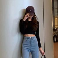 ราคา 1001เสื้อแขนยาวเอวลอย เสื้อเอวลอย เสื้อแฟชั่น เสื้อสีดำ เสื้อแขนยาว (6637226615)