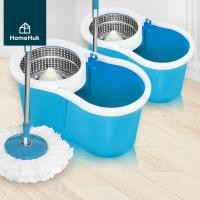 ราคา [1แถม1] HomeHuk Spin Mop ชุดถังปั่นสแตนเลส พร้อมไม้ถูพื้น ผ้าม็อบไมโครไฟเบอร์ 2 ผืน รุ่น Eco หัวไม้ม็อบหมุน 360 องศา ถังปั่น 2in1 แห้ง-เปียก ไม่ต้องก้มไปบิดน้ำ ไม้ถูพื้น ไม้ถูพื้นถังปั่น ถังปั่นไม้ม็อ