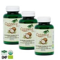 ราคา ( ส่งฟรี!! KERRY ) Coconic Coconut oil น้ำมันมะพร้าวสกัดเย็นออร์แกนิค 100% ชนิดแคปซูล 1000mg ( 3 กระปุก 180 แคปซูล ) (4630804376)