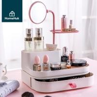 ราคา HomeHuk กล่องเก็บเครื่องประดับ กล่องใส่เครื่องสำอางค์ มีลิ้นชักในตัว พร้อมกระจก ที่ใส่แปรงแต่งหน้า ที่เก็บเครื่องสำอางค์ ที่ใส่เครื่องสำอางค์ กล่องใส่แปรงแต่งหน้า ชั้นวางเครื่องสําอาง Makeup Organizer