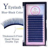 ราคา Blue-black Mixed Color Alternating Y type Eyelash Extenson Hand-Woven Thickness 0.07mm auto bloom Love Mesh Braided YY shape Mink Eyelash extension (5911426973)