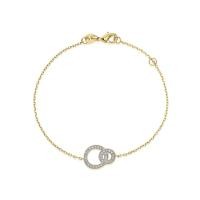 ราคา Jewelry Buffet สร้อยข้อมือ สร้อยข้อมือดีไซน์น่ารัก วงกลมคู่ ชุบทอง 18K ประดับเพชรสวิส (4001749234)