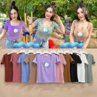 ราคา เสื้อยืดแฟชั่น คอเว้า S06 เสื้อยืด อก 32-36 (4658985635)
