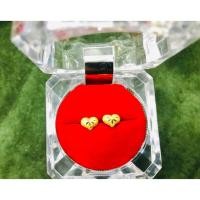 ราคา ต่างหูทองแท้ นน. 0.6 กรัม 96.5% ลายหัวใจขัดทราย แป้นพลาสติก ขายได้ จำนำได้ มีใบรับประกัน ต่างหูทอง ต่างหูทองคำแท้ (4785362371)