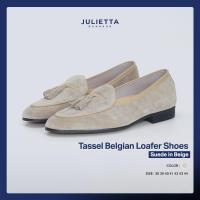 ราคา Julietta - Tassel Belgian Loafer Shoes Suede in Beige รองเท้าหนัง Juliettabkk (3453015476)