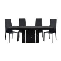 ราคา INDEX LIVING MALL ชุดโต๊ะอาหาร รุ่นมาซซินี+มาร์โค่ (โต๊ะ 1+เก้าอี้ 4) - สีดำ/ดำ (6645420201)